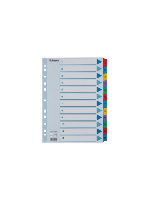 Elválasztólap, A4, regiszteres 1-12 laminált karton fülek 100162 Esselte