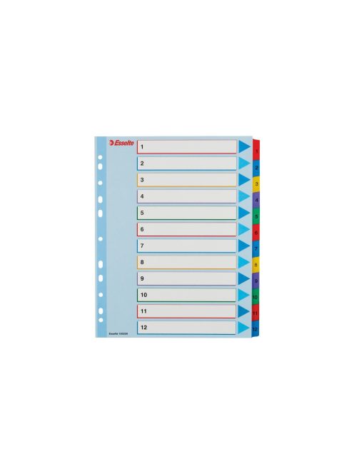 Elválasztólap, A4, Maxi regiszteres 1-12 laminált karton előlap 100209 Esselte