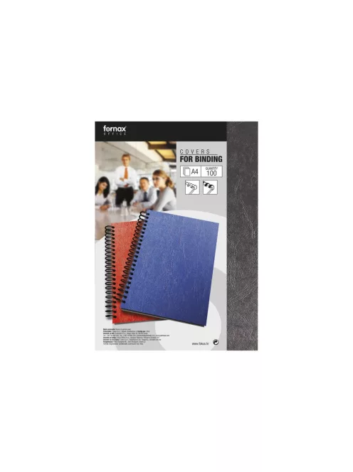 Hátlap, A4, 250 g. matt bőrhatású 100 db/csomag, Fornax, fekete