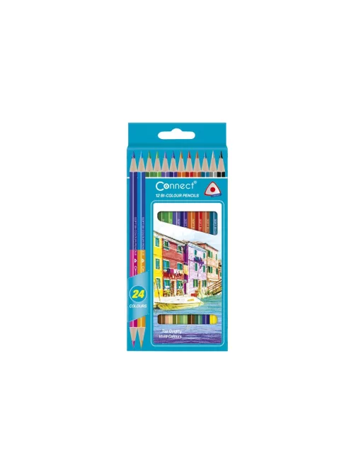 Színes ceruza készlet, kétvégű duocolor 12/24 szín Connect 24 klf. szín