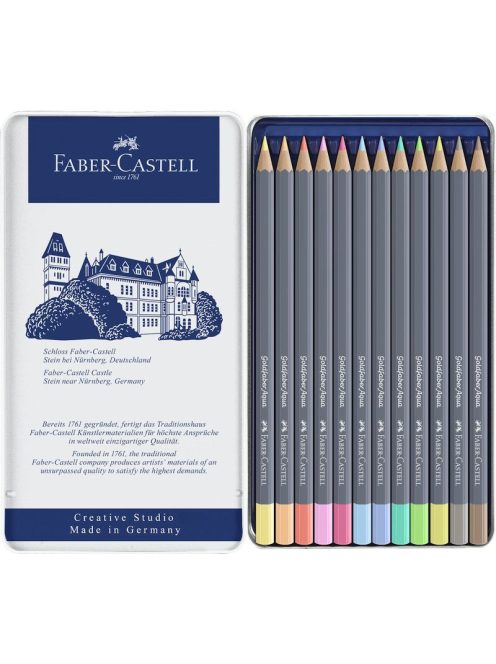 AG-Színes ceruza aquarell készlet 12db-os GOLDFABER Aqua pasztell színek fém dobozban