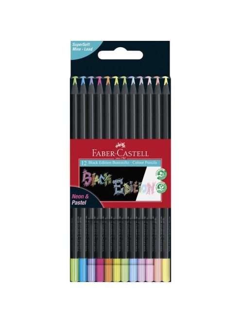FC-Színes ceruza készlet   12db-os Black Edition fekete test pasztell+neon