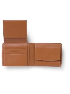   GVFC-Pénztárca kihajtható résszel fekvő szemcsés borjúbőrből konyak színű (92x125x22mm)