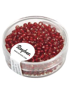 Ezüstközepű kásagyöngy, 2,6 mm átm.,piros, 16 g