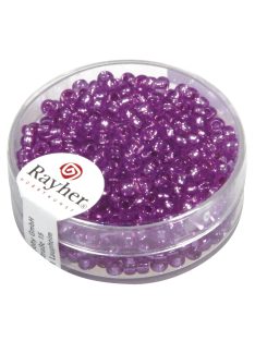   Ezüstközepű kásagyöngy, 2,6 mm átm.,orgonalila, nem mosható, 16 g