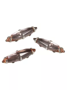 Ovális üveg strasszkő, 11x4 mm, rózsakvarc, 3 db