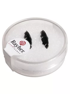 Ovális üveg strasszkő, 16x4 mm, fekete, 2 db