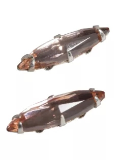 Ovális üveg strasszkő, 16x4 mm, rózsakvarc, 2 db
