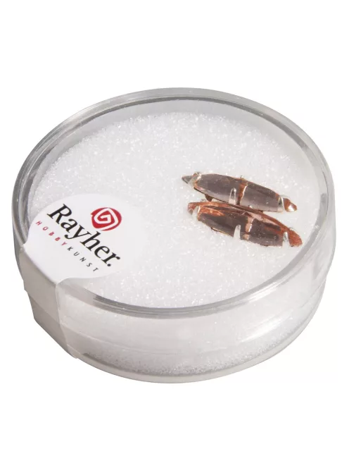 Ovális üveg strasszkő, 16x4 mm, rózsakvarc, 2 db