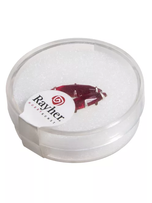 Ovális üveg strasszkő, 16x4 mm, rubin, 2 db