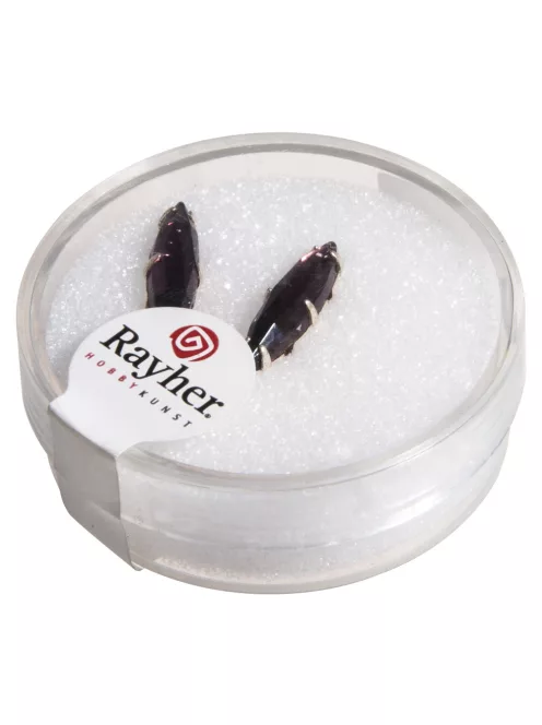 Ovális üveg strasszkő, 16x4 mm, ametiszt, 2 db