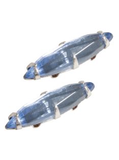 Ovális üveg strasszkő, 16x4 mm, akvamarin, 2 db