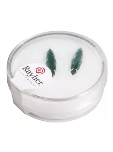 Ovális üveg strasszkő, 16x4 mm, smaragd, 2 db