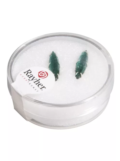 Ovális üveg strasszkő, 16x4 mm, smaragd, 2 db