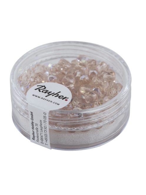 Csiszolt üveggyöngy, 4 mm, irizáló, rózsakvarc, 100 db/dob.