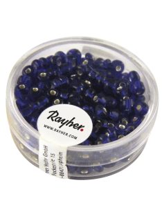 Ezüstközepű kásagyöngy, átm. 4 mm, söt.kék, 17 g