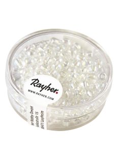 Ezüstközepű kásagyöngy, átm. 4 mm, átlátszó, 17 g