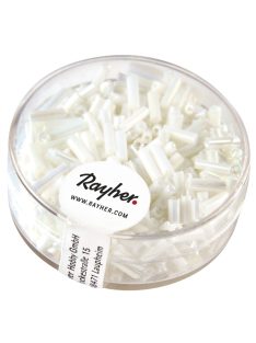 Szalmagyöngy, 7x2 mm, opak-lüszteres, fehér, 14 g