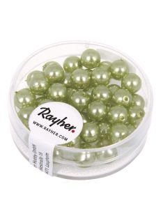 Renaissance üveg teklagyöngy, 6 mm, jádezöld, 45 db/dob.