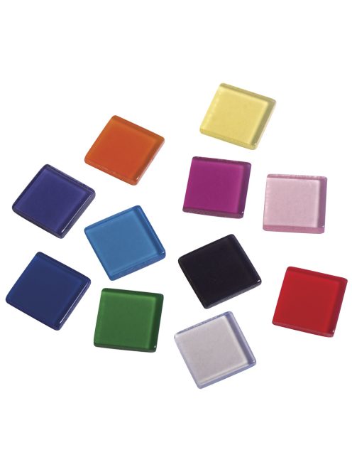 Akrilmozaik, 1x1 cm, transzparens, színes, csom. kb.205 db/50g