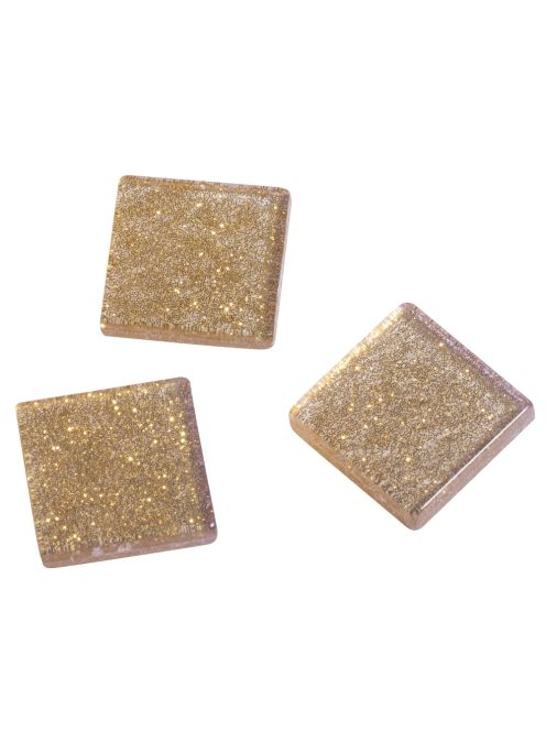 Akrilmozaik, 1x1 cm, csillámos, pezsgő arany, csom. kb.205 db/50g