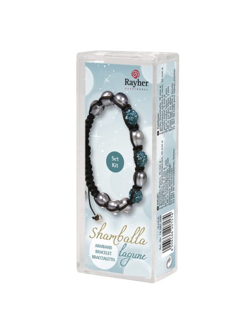 Barkácscsomag Shamballa karkötő, lagúnazöld, zafír/világos szürke