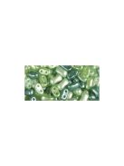 Ikerlyukú gyöngy, viaszolt, zöld, 3x5mm, 12g