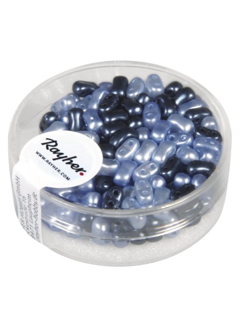 Ikerlyukú gyöngy, viaszolt, kék, 3x5mm, 12g