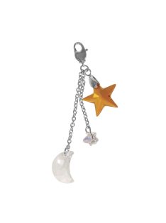   Barkácscsomag kristály kulcstartó Stars&Moon, narancs, 7,5cm, karabinerrel