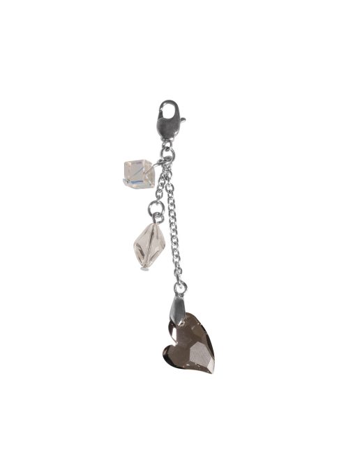 Barkácscsomag kristály kulcstartó Cool Heart, acélszürke 7,5 cm, karabinerrel