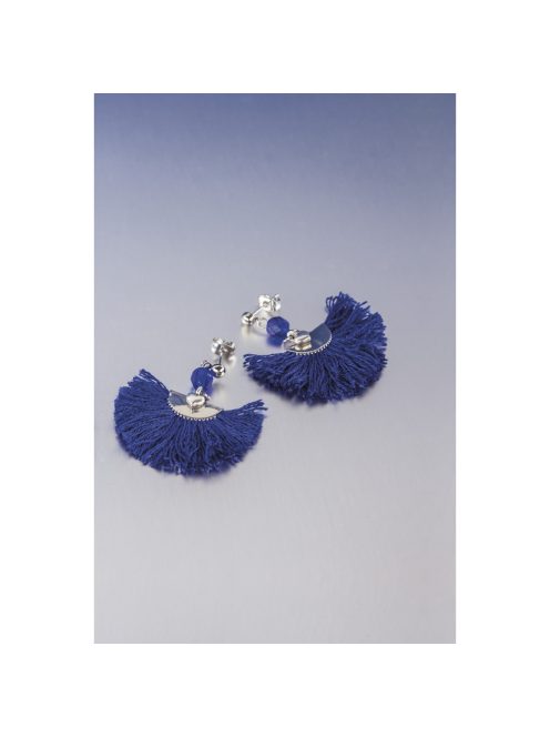Barkácscsomag: Boho-Chic félhold fülbevaló kék/ezüst 2 db