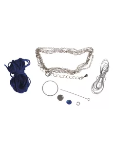   Barkácscsomag: Boho-Chic bojtos nyaklánc, kék/ezüst, 1 db