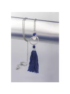   Barkácscsomag: Boho-Chic bojtos nyaklánc, kék/ezüst, 1 db