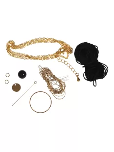   Barkácscsomag: Boho-Chic bojtos nyaklánc, fekete/arany, 1 db