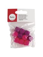 Szilikongyöngy Hexagon, 14mm, pink árnyalatok, 10 db