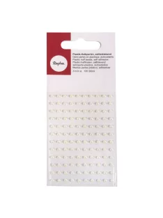   Műanyag félgyöngy, öntapadó, krémszínű, átm. 3 mm, 120 db