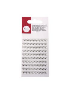 Műanyag félgyöngy, öntapadó, ezüst, átm. 5 mm, 80 db