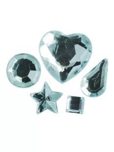   Ragasztható műa. strasszkő, türkiz, 3-12 mm, 5-féle, 58 db/csom.