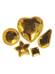   Ragasztható műa. strasszkő, sárga, 3-12 mm, 5-féle, 58 db/csom.