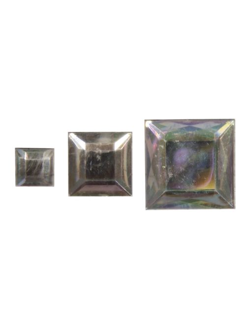 Akril strassznégyzet, irizáló kristály, 6, 10, 14 mm, 310 db