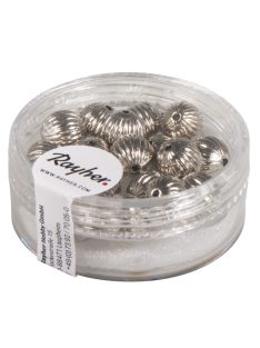 Barázdált gyöngy, átm. 8 mm, ezüst, 18 db/dob.