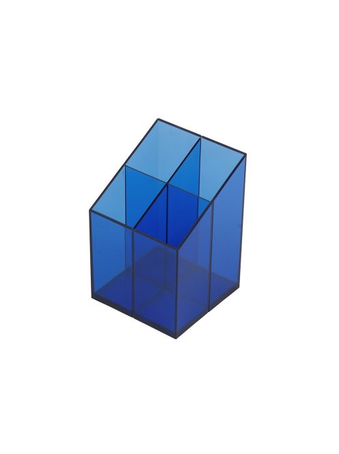 Írószertartó 4 rekeszes négyszögletű műanyag, Bluering® transzparens kék