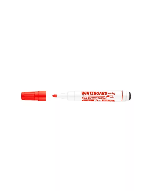 Táblamarker 3mm, mágneses, táblatörlővel multifunkciós Ico MARKERASER piros