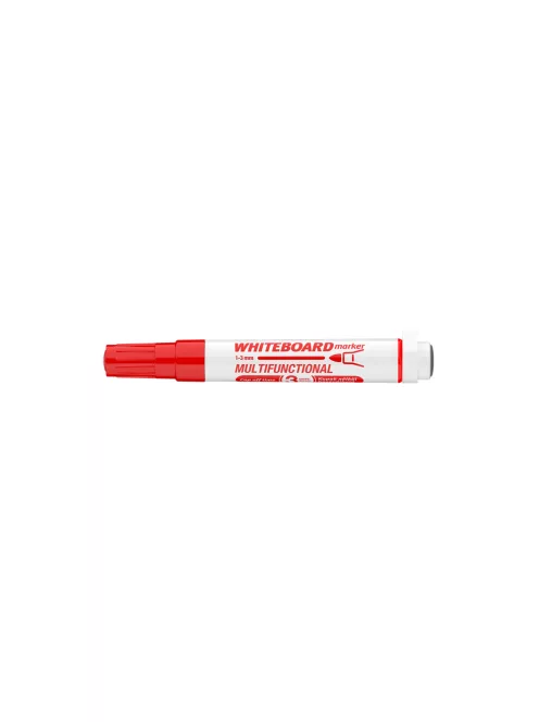 Táblamarker 3mm, mágneses, táblatörlővel multifunkciós Ico MARKERASER piros