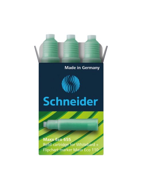 Utántöltő patron tábla- és flipchart markerhez 3 db/csom Schneider Maxx Eco 110 zöld