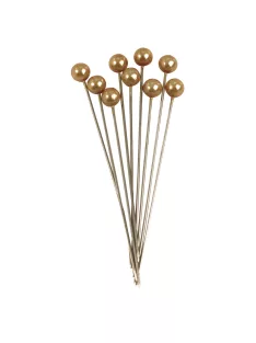 Gyöngyfejű gombostű, 64 és 6 mm, arany, 25 db