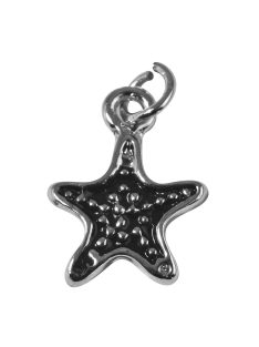Fémfüggő csillag, 15 mm, óezüst, hurok 2,5 mm átm.