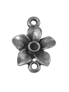 Fémfüggő virág, 17 mm, óezüst, hurok 1 mm átm.