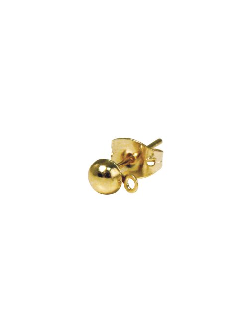 Bedugós fülbevalóalap gömbbel és karikával, 4 mm, arany, 2 db