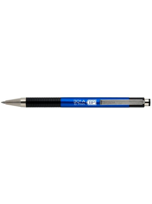 Golyóstoll 0,7mm, metál kék test, Zebra F-301A, írásszín kék